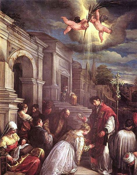 Saint-Valentin baptisant Saint Lucilla Jacopo Bassano.